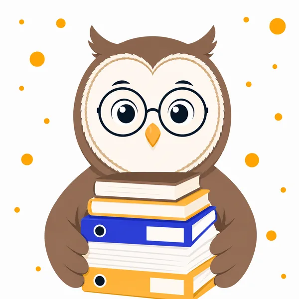 Wiktor, der Wissensmanager (Eule mit Büchern)